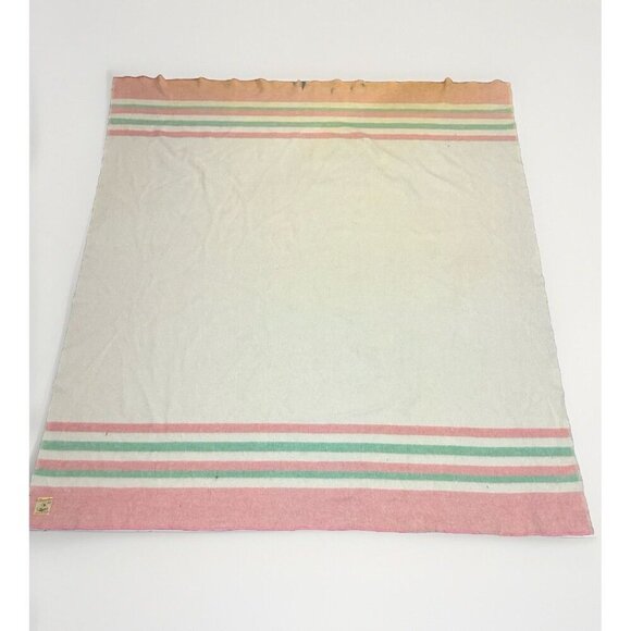 Vintage Laurentian Pure Wool Blanket By Ayers Of Lachute 73 x 83 MADE IN CANADA - Picture 2 of 12